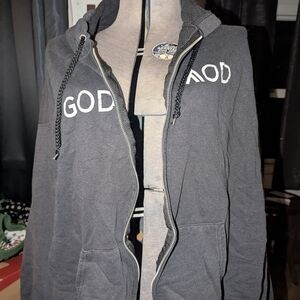 God Mod Hanes EcoSmart Black Sweatshirt Hoodie Goth